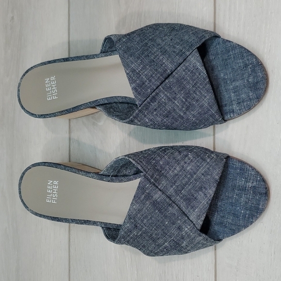 NEW Eileen Fisher Ruche Women Comfort Slide Heels Sandals shoes sz 9 - Picture 3 of 11